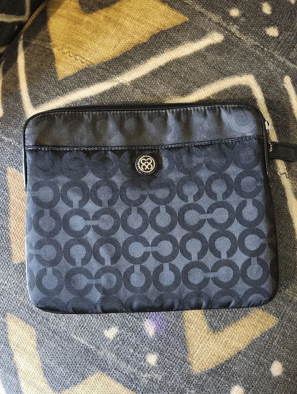 NWOT Coach Black Signature C Jacquard Tablet Sleeve Laptop Bag Case Sateen